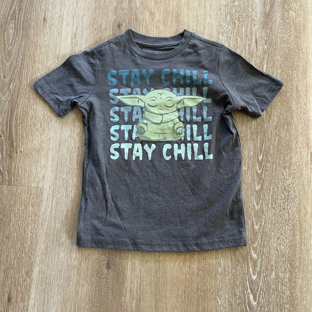 New Kids Star Wars Baby Yoda T Shirt “Stay Chill”